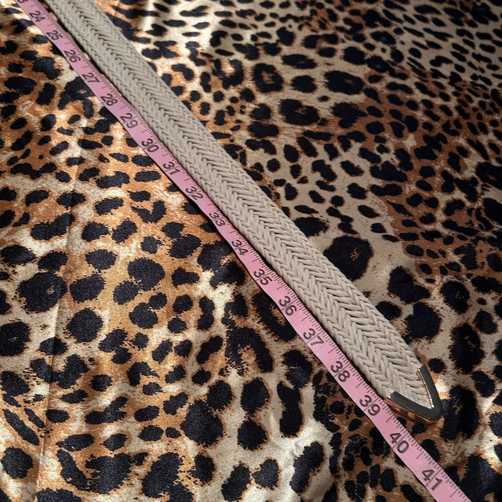 Brown & Beige Fabric Woven Adjustable Belt